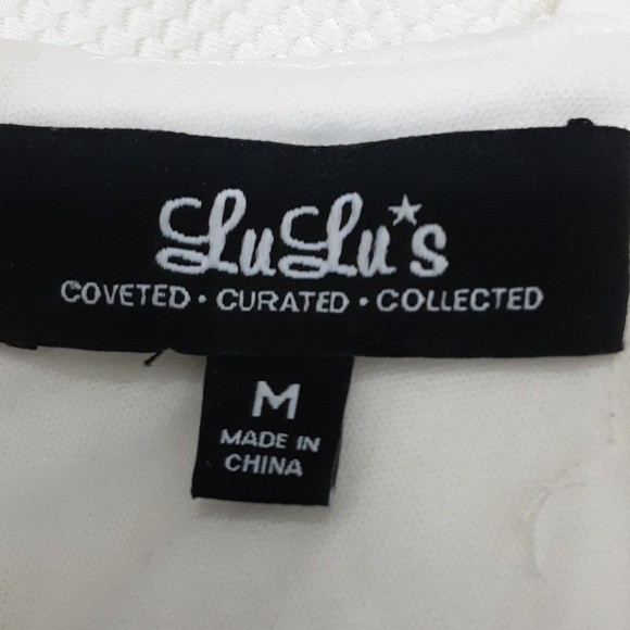 Lulu’s White Fit & Flare Mini Dress M | Sleeveless Open Back Flirty Elegant Chic - Picture 5 of 5